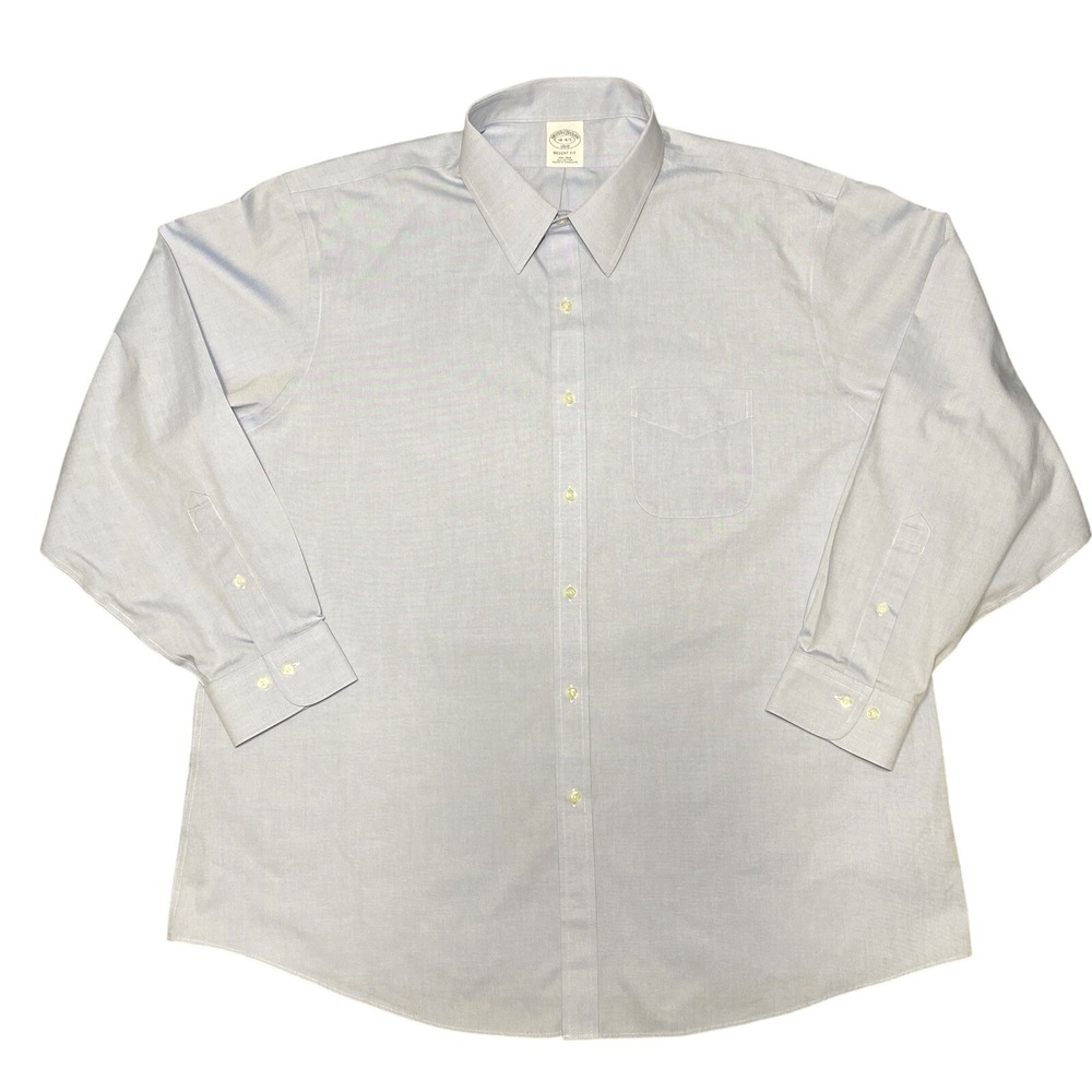 Brooks Brothers Button Down Dress Shirt Mens 18 4/5 Blue Regent Fit Long‎ Sleeve